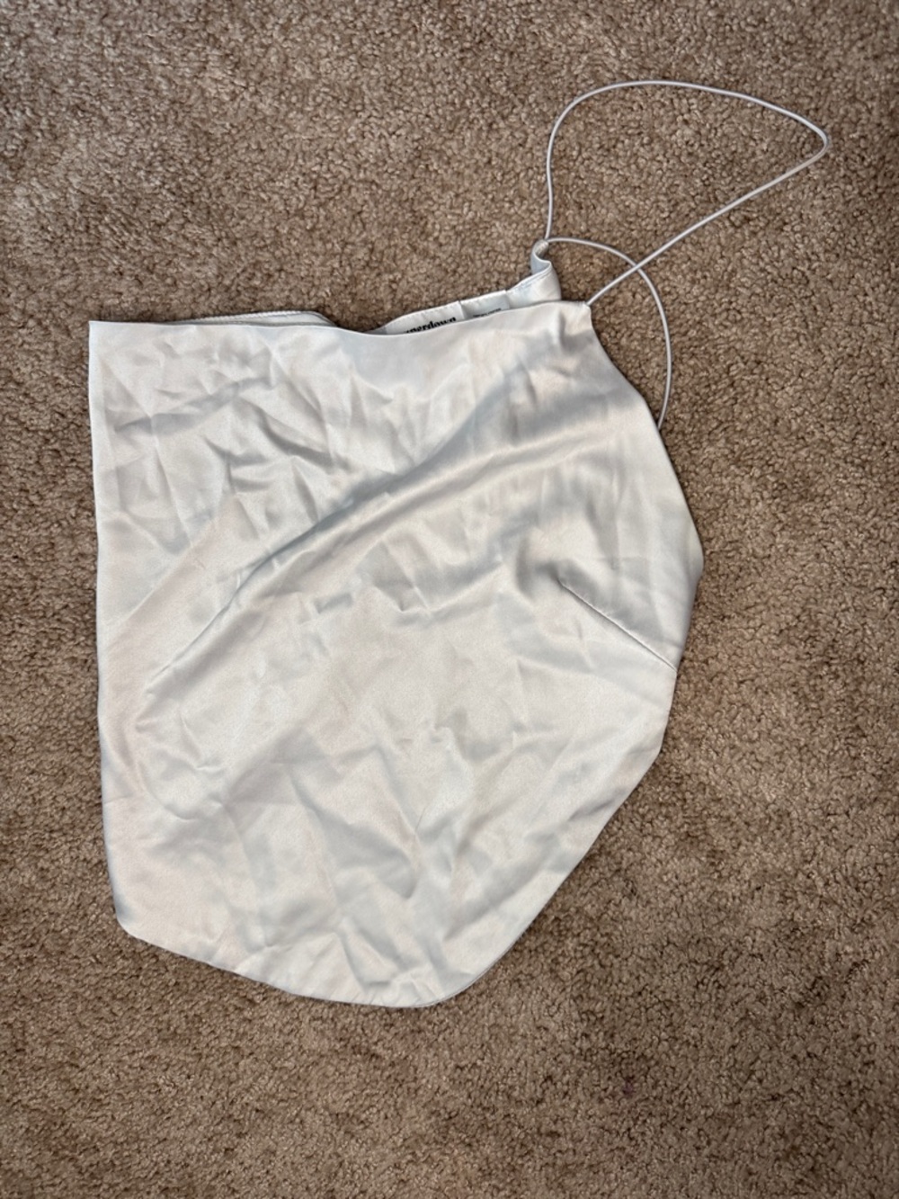 superdown White Satin Asymmetrical Crop Top